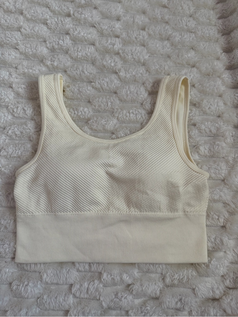 Harmony Balance Ribbed Scoop-Neck Seamless Tank Bralette in Cream